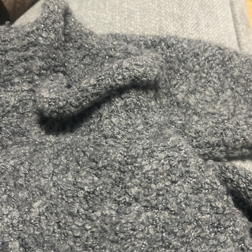 Y2K The limited London Paris New York grey shimmer thread wool blend sweater L - Picture 6 of 6